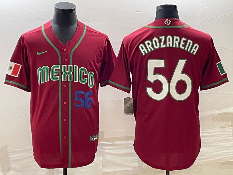 Men 2023 World Cub Mexico #56 Arozarena Red Nike MLB Jersey9->more jerseys->MLB Jersey